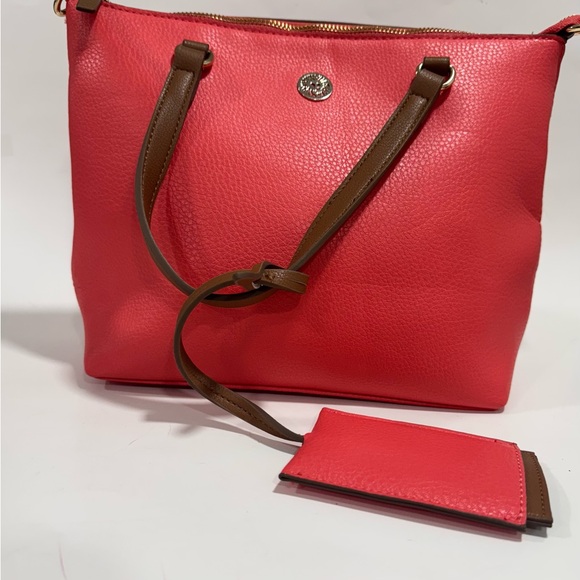 Anne Klein Handbags - Anne Klein Coral Tote with Brown Accents